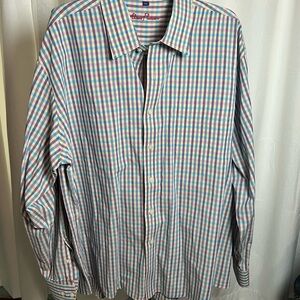Alan Flusser Blue and Cream Casual Button Down Shirt